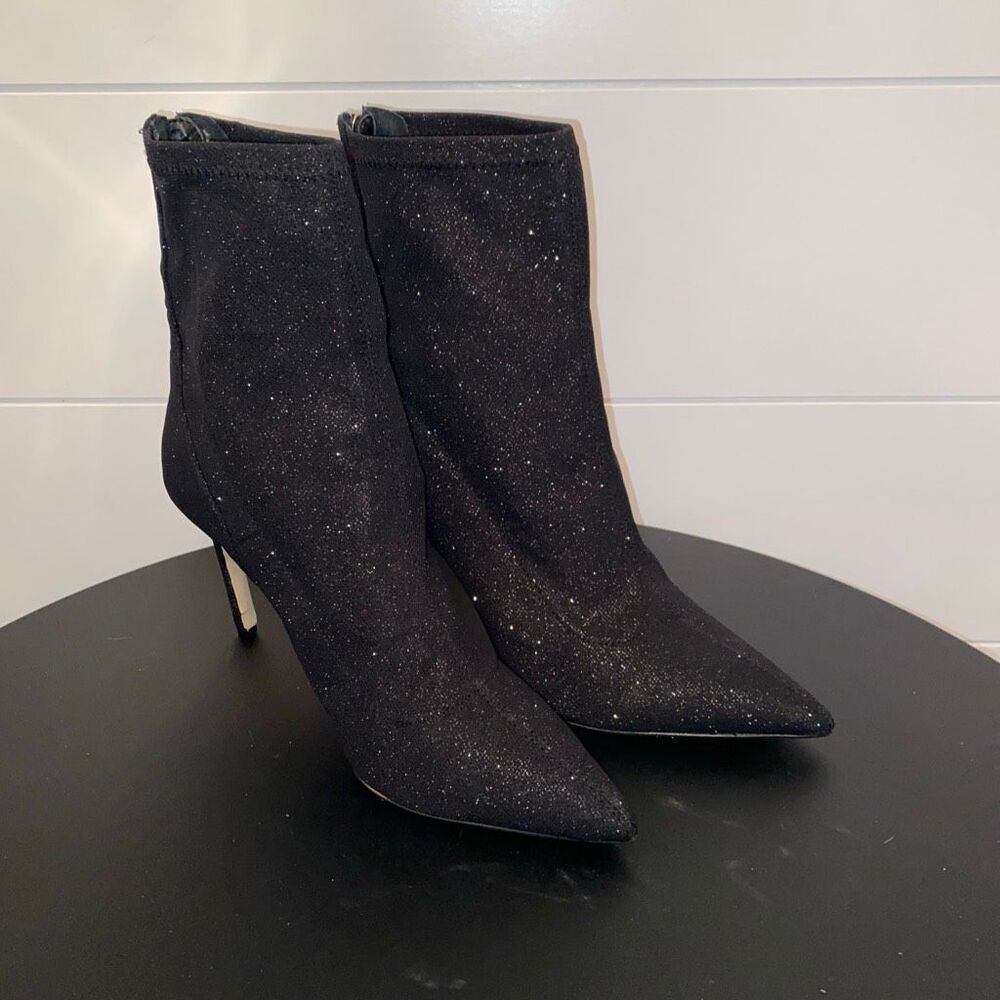 Jewel Badgley Mischka Stiletto Booties Size 8 Black With Back Zipper